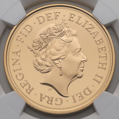 イギリス 2015年 エリザベス2世 聖ジョージと竜退治 5ポンド金貨 MS70DPL:4866661-003-UNIVERSAL COIN